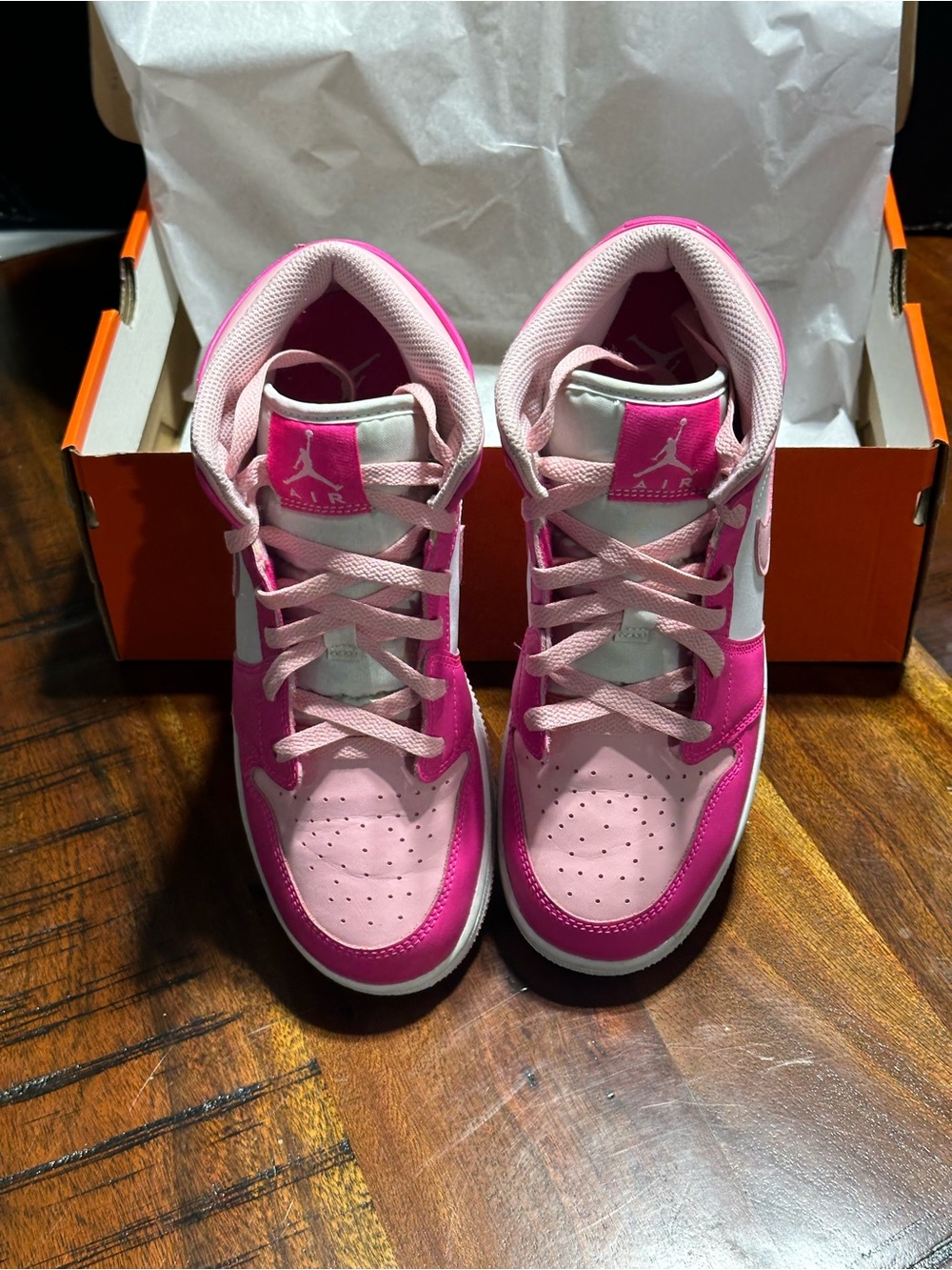 Nike Women's High-Top Sneakers in Hot Pink and Light Pink - Picture 8 of 8